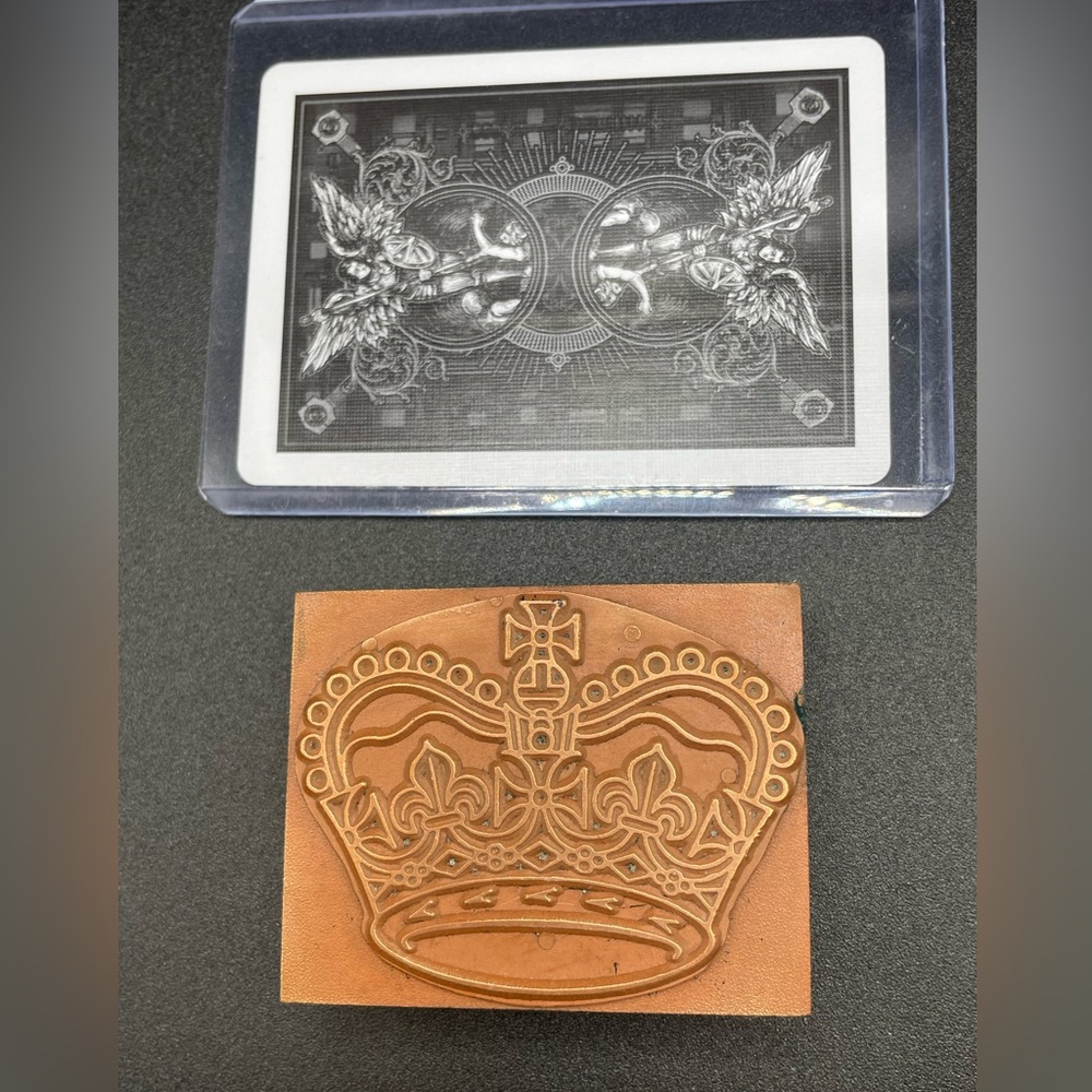 Beautiful Copper Mounted on Wood Block Typeset Crown